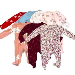 VGUC 3 Months Baby Sleep & Play 7 Piece Bundle - Two Way Zip & Fold Over Mitts